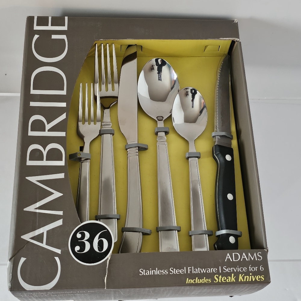 Retired Cambridge Adams Stainless Steel Flatware 36 pc Steak Knives Set for 6.